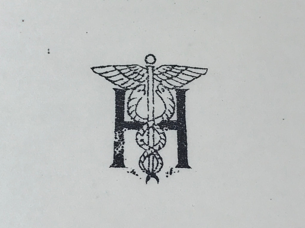 Japanese Rubber Stamp Caduceus Vtg Medical Symbol Sponge Base Stationary HS223