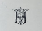 Japanese Rubber Stamp Caduceus Vtg Medical Symbol Sponge Base Stationary HS223