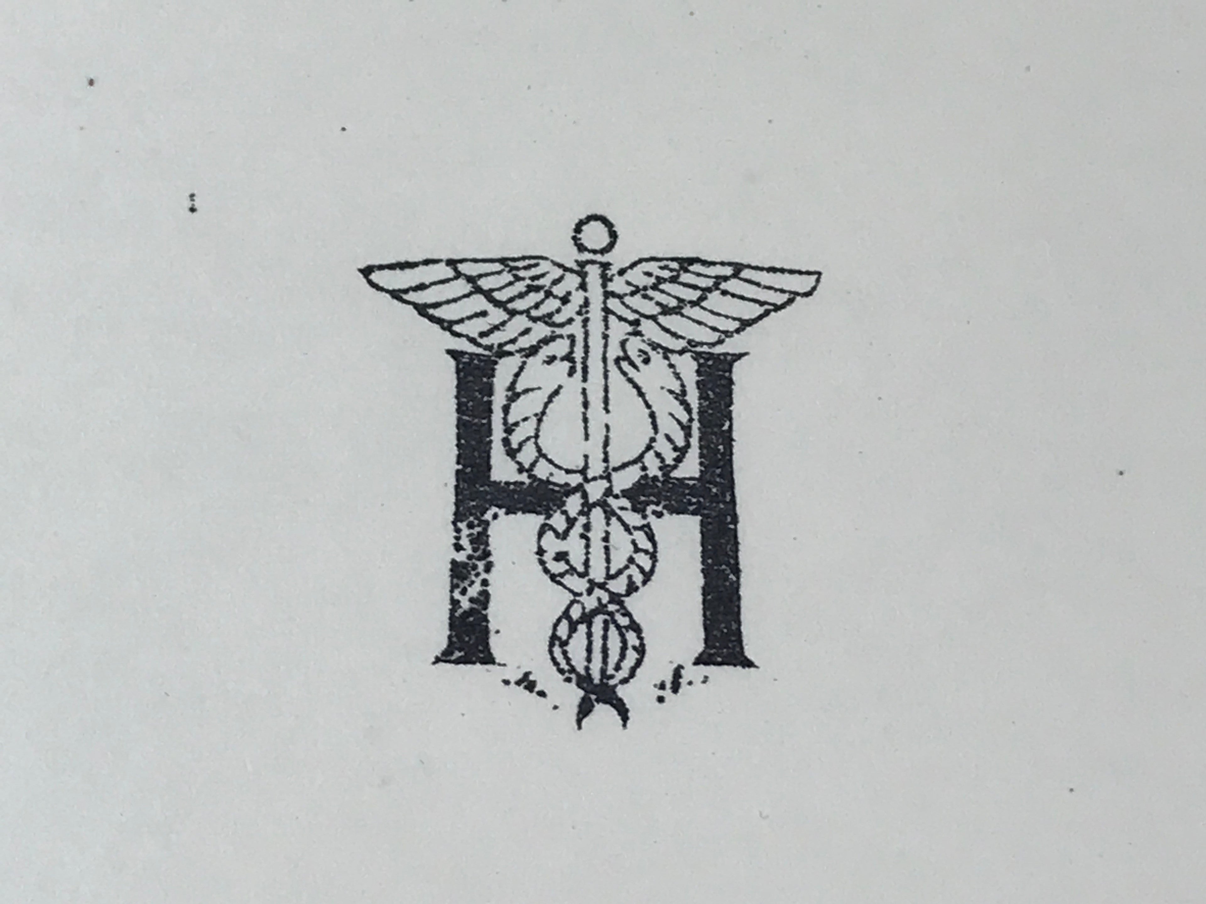 Japanese Rubber Stamp Caduceus Vtg Medical Symbol Sponge Base Stationary HS223