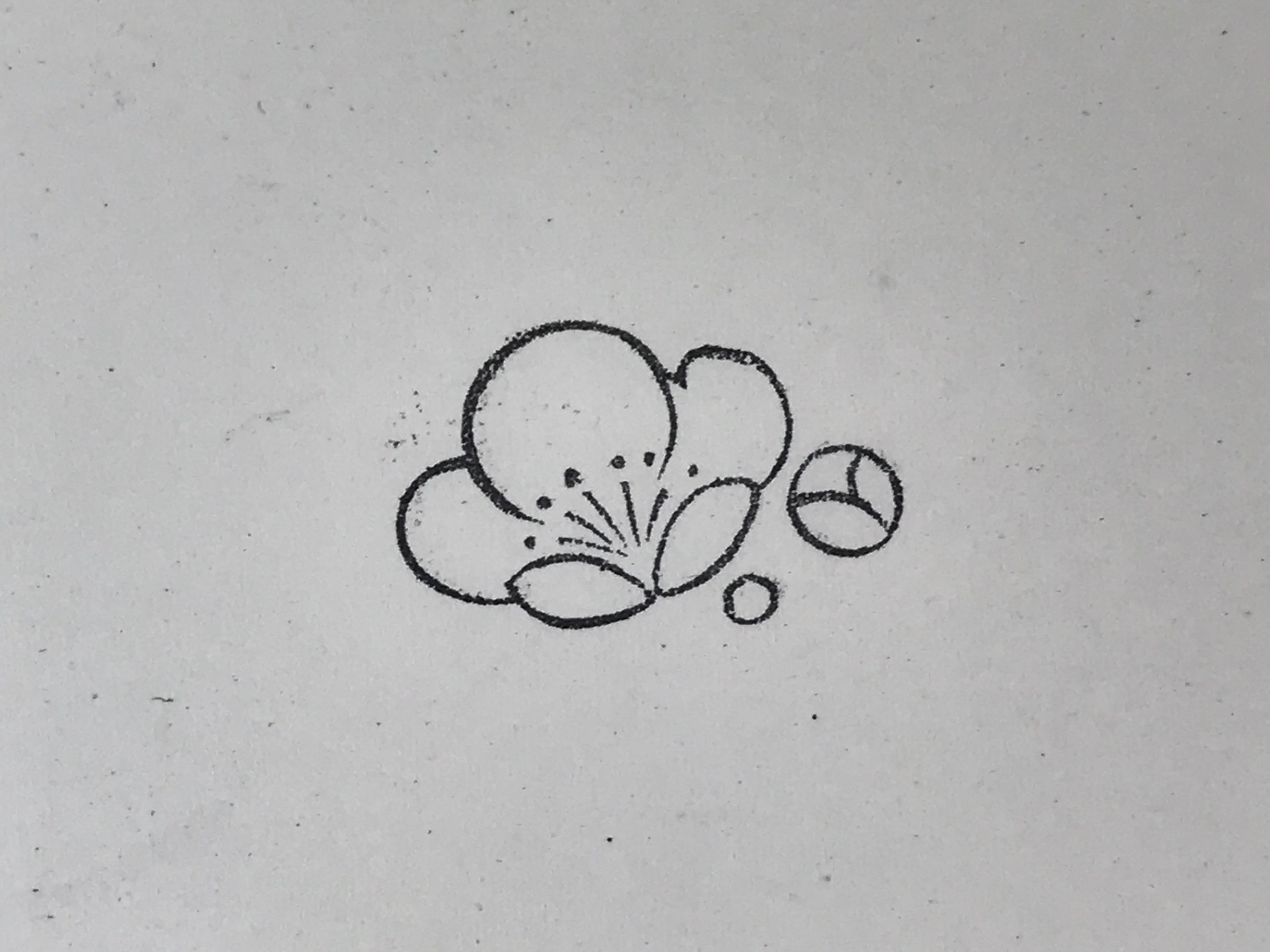 Japanese Rubber Stamp Camellia Flower Vtg Bud Sponge Base Stationary HS241