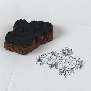 Japanese Rubber Stamp Chrysanthemums Vtg Flowers Sponge Base Stationary HS276