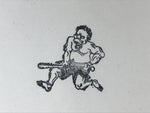 Japanese Rubber Stamp Demon Holding Bat Vtg Oni Sponge Base Stationary HS255