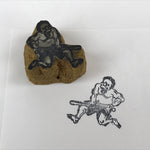 Japanese Rubber Stamp Demon Holding Bat Vtg Oni Sponge Base Stationary HS255