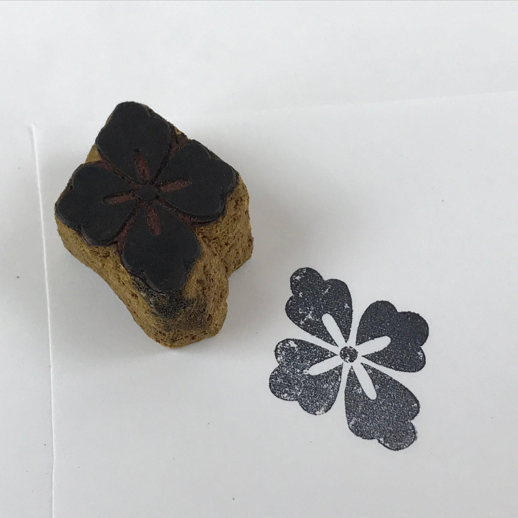 Japanese Rubber Stamp Flower Kamon Vtg Floral Sponge Base Stationary HS206