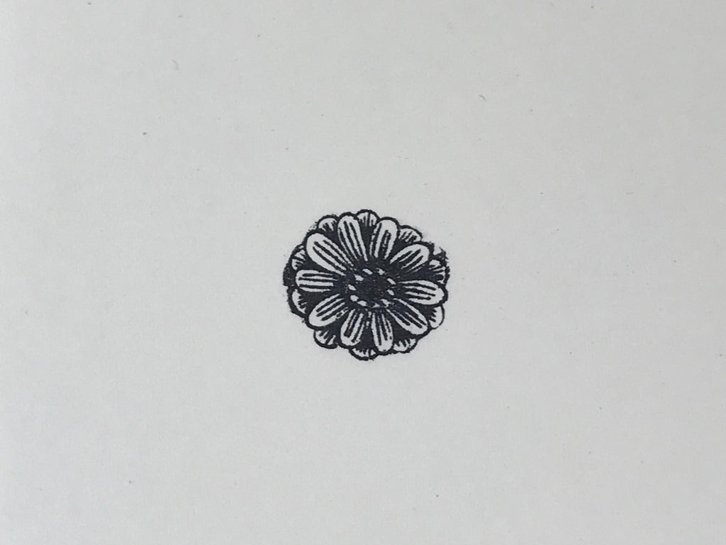 Japanese Rubber Stamp Flower Vtg Round Sponge Base Stationary HS190