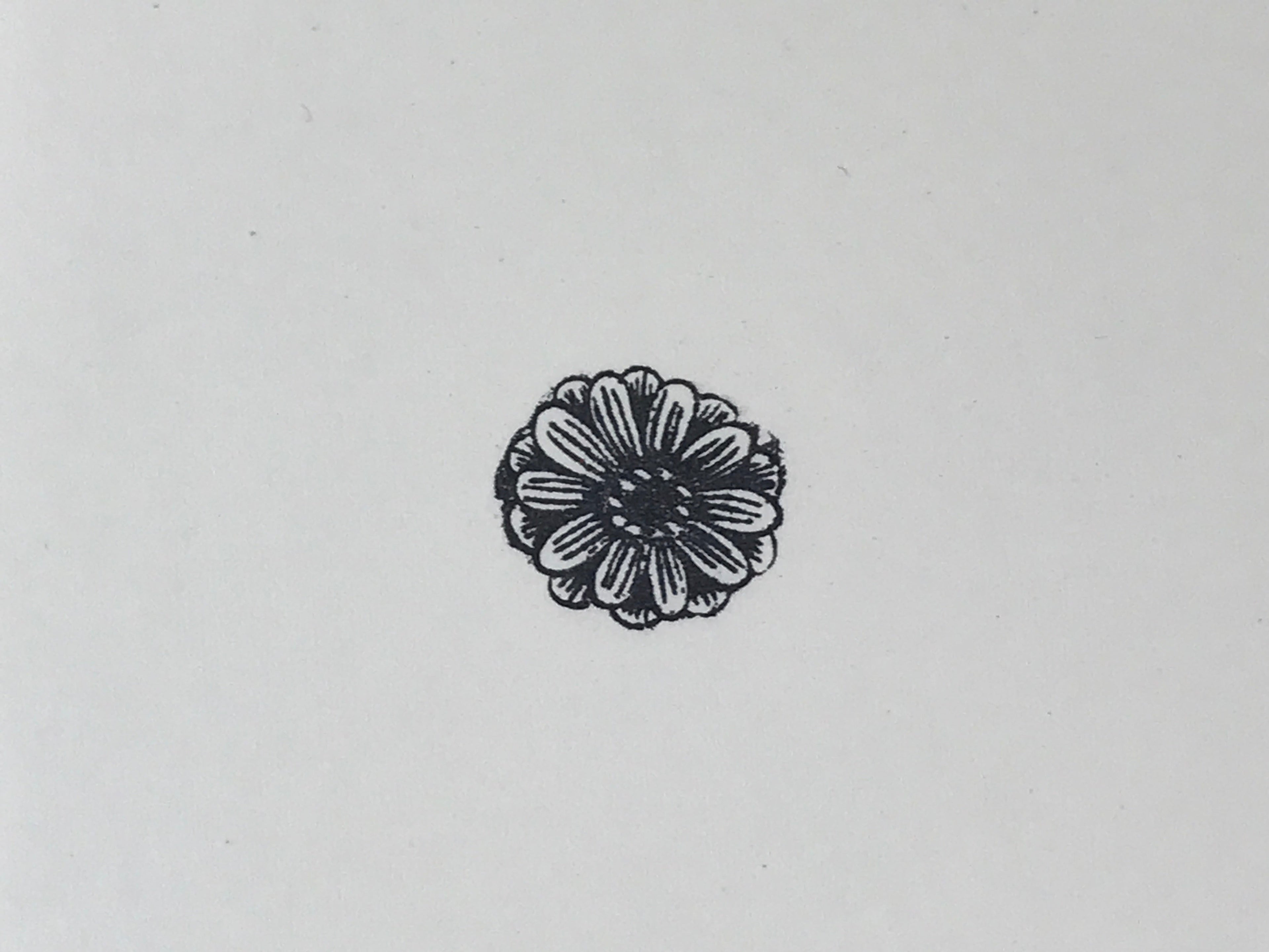 Japanese Rubber Stamp Flower Vtg Round Sponge Base Stationary HS190