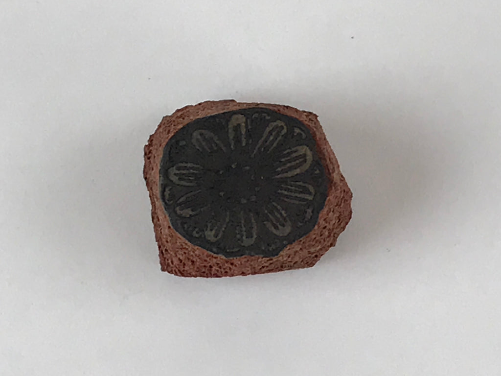 Japanese Rubber Stamp Flower Vtg Round Sponge Base Stationary HS190