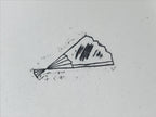Japanese Rubber Stamp Folding Fan Vtg Sponge Base Stationary HS271