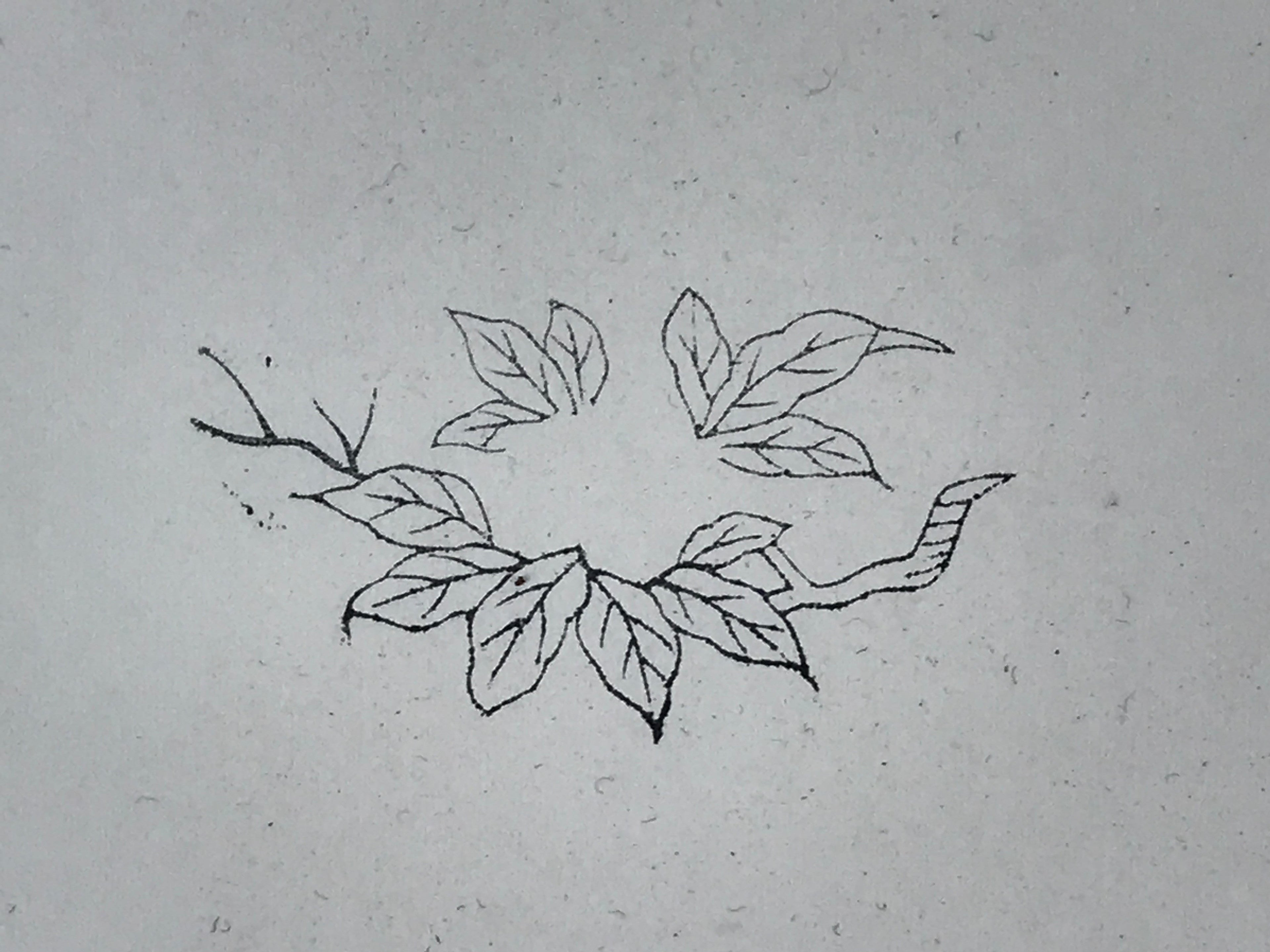 Japanese Rubber Stamp Foliage Branch Vtg Nature Sponge Base Stationary HS257