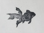 Japanese Rubber Stamp Goldfish Long Tail Vtg Animal Sponge Base Stationary HS264