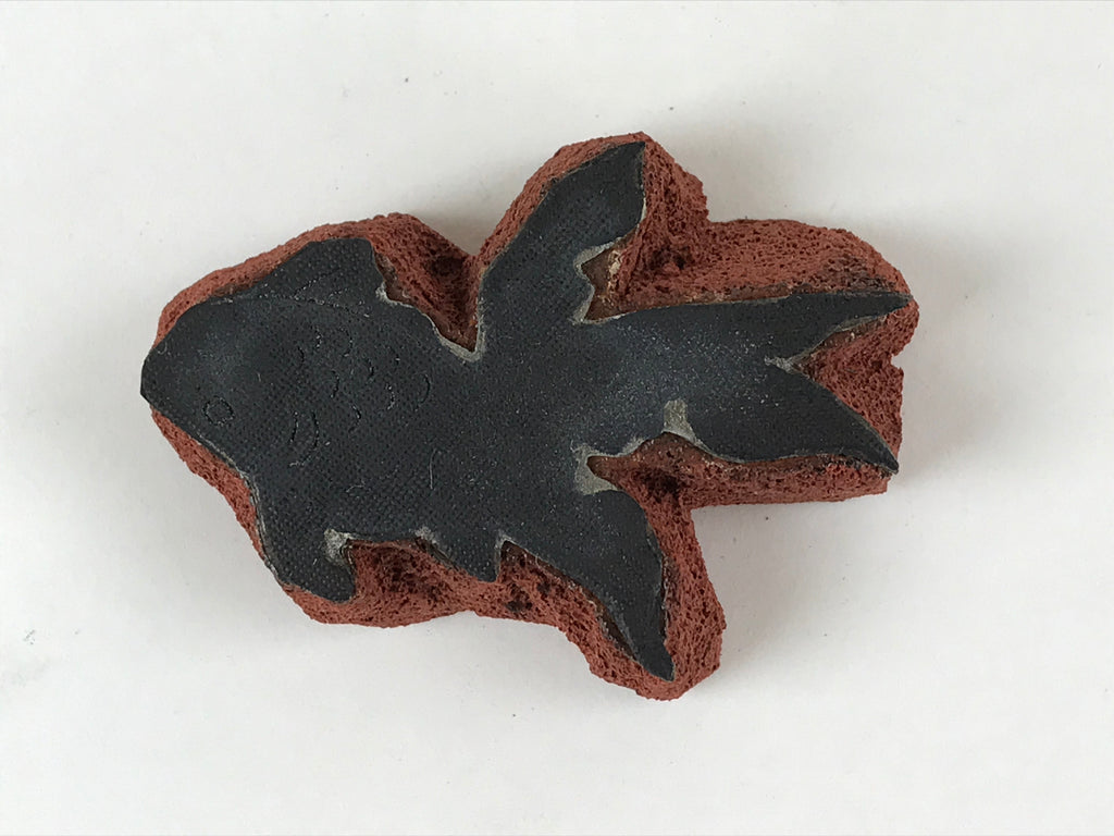 Japanese Rubber Stamp Goldfish Long Tail Vtg Animal Sponge Base Stationary HS264