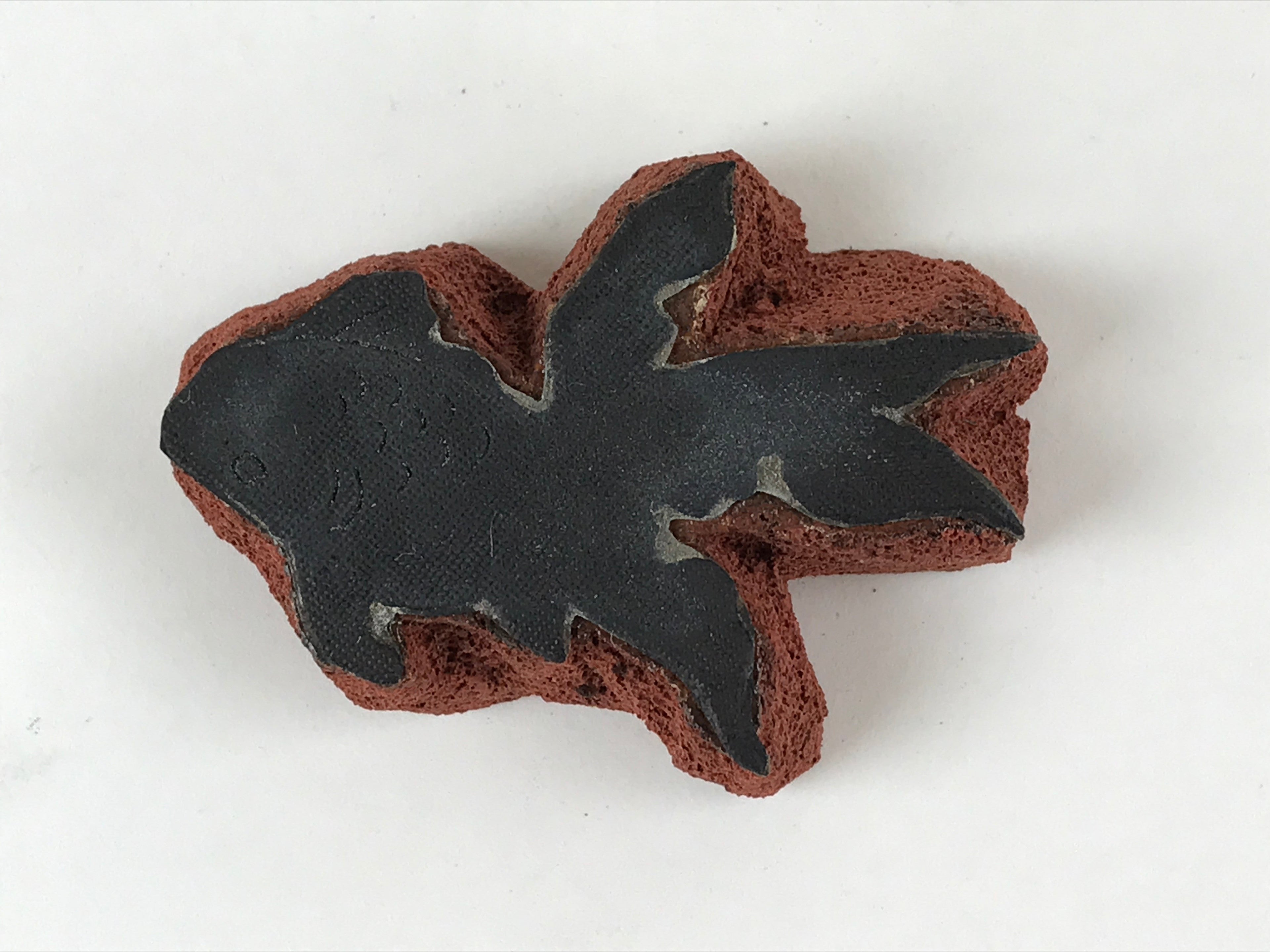 Japanese Rubber Stamp Goldfish Long Tail Vtg Animal Sponge Base Stationary HS264