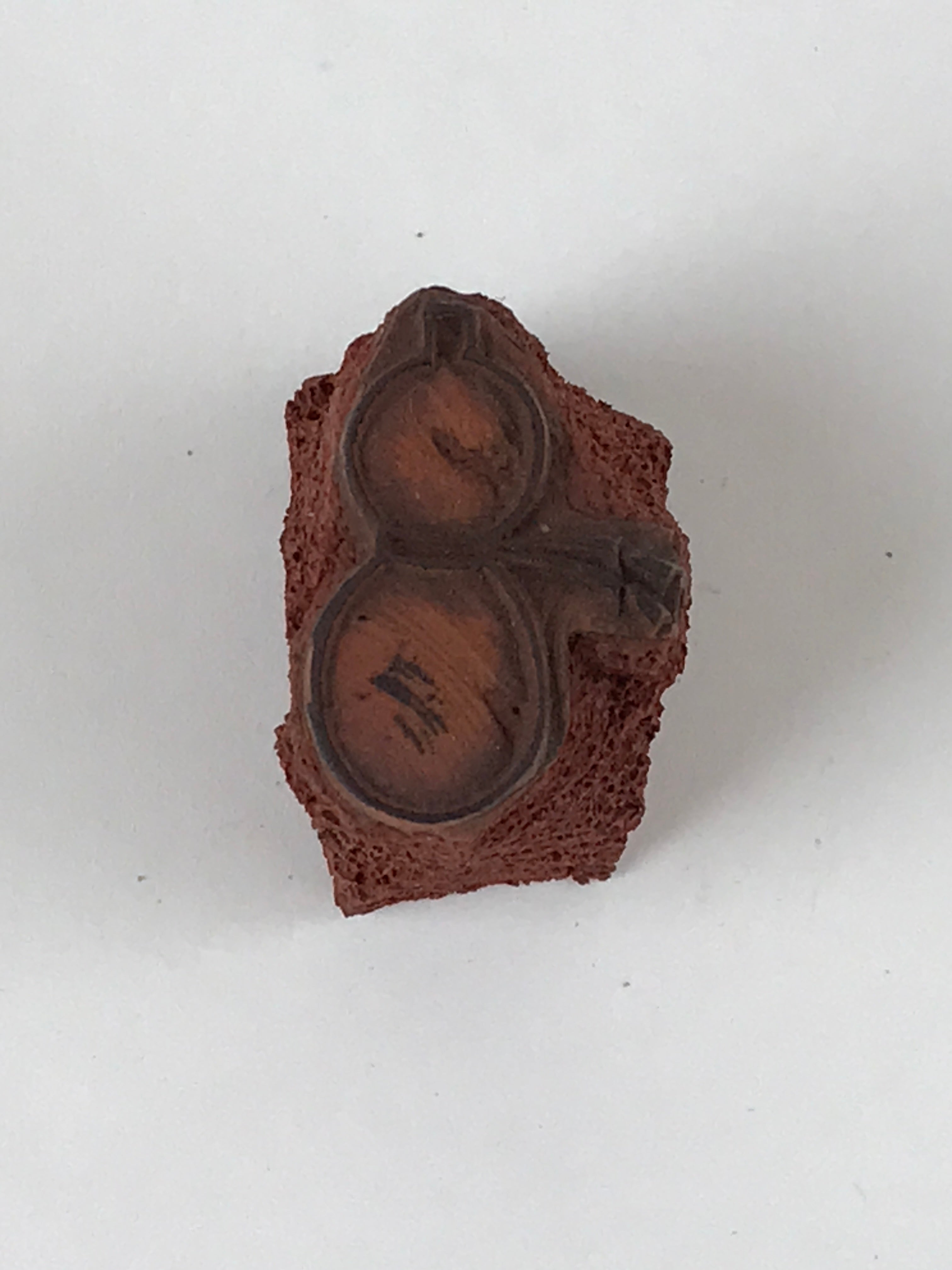 Japanese Rubber Stamp Hyotan Natural Gourd Vtg Sponge Base Stationary HS201