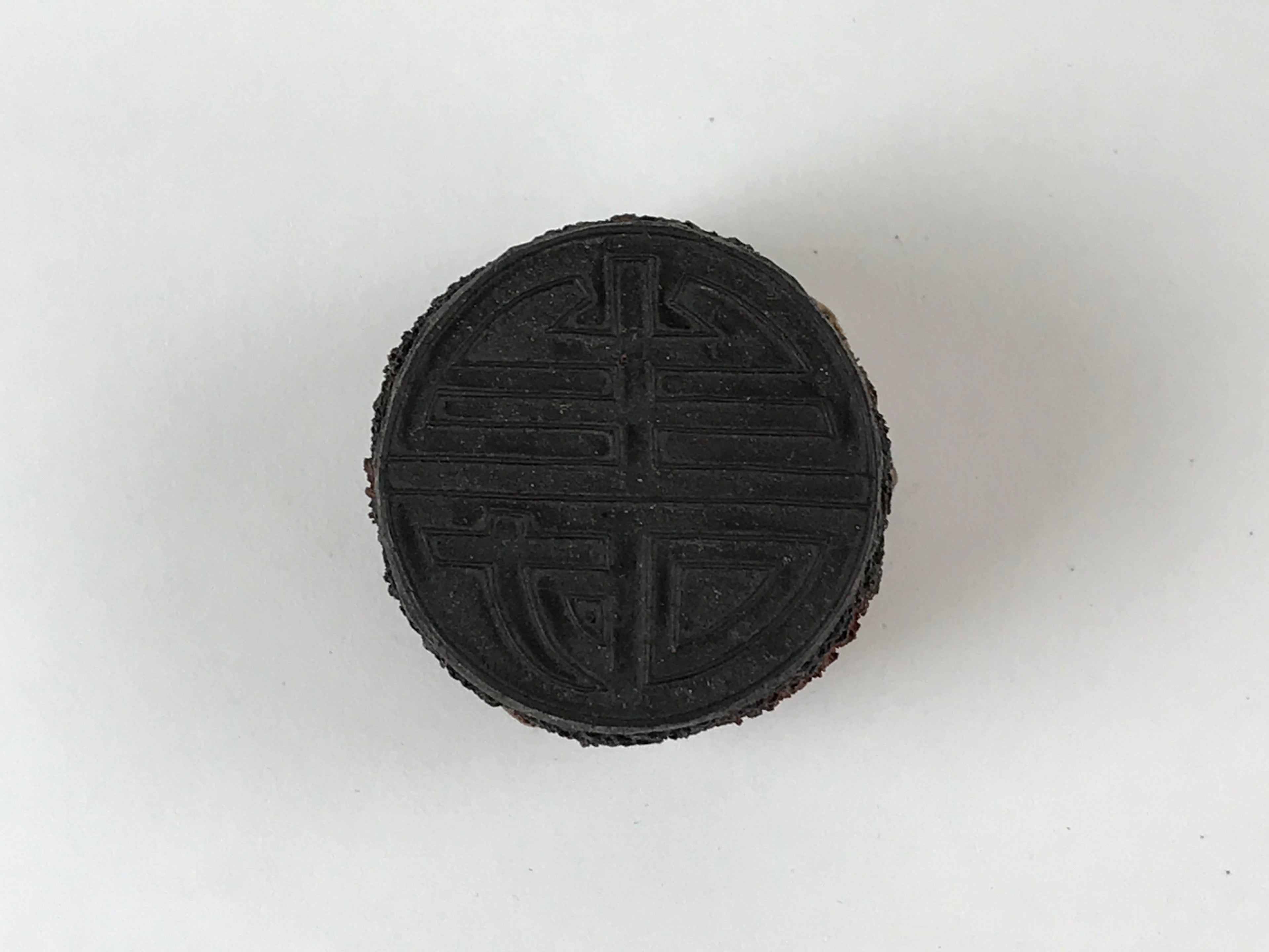 Japanese Rubber Stamp Kotobuki Vtg Kanji Round Sponge Base Stationary HS209