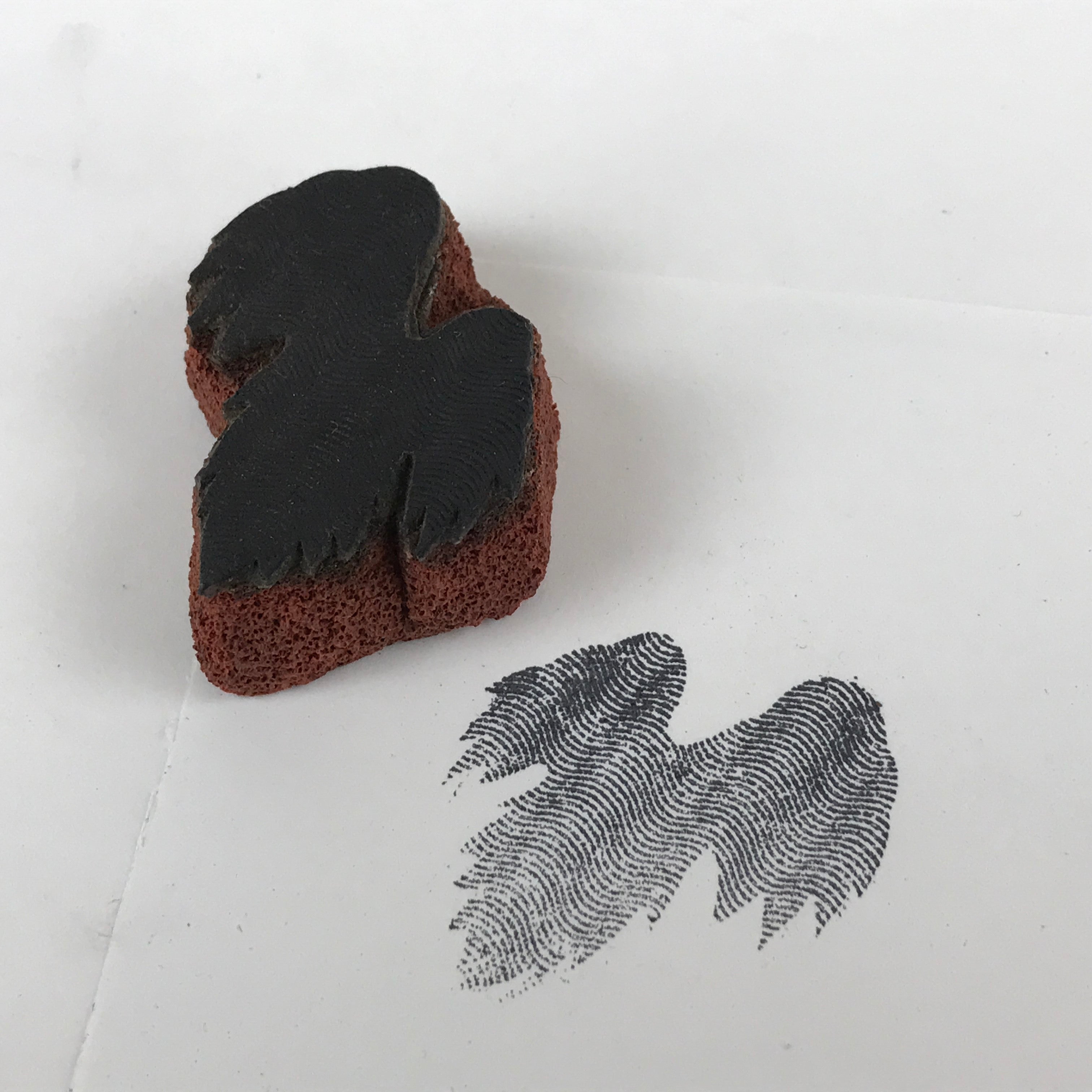 Japanese Rubber Stamp Leaf Vtg Black Floral Sponge Base Stationary HS265