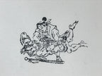 Japanese Rubber Stamp Momotaro Fights Demon Vtg Sponge Base Stationary HS267