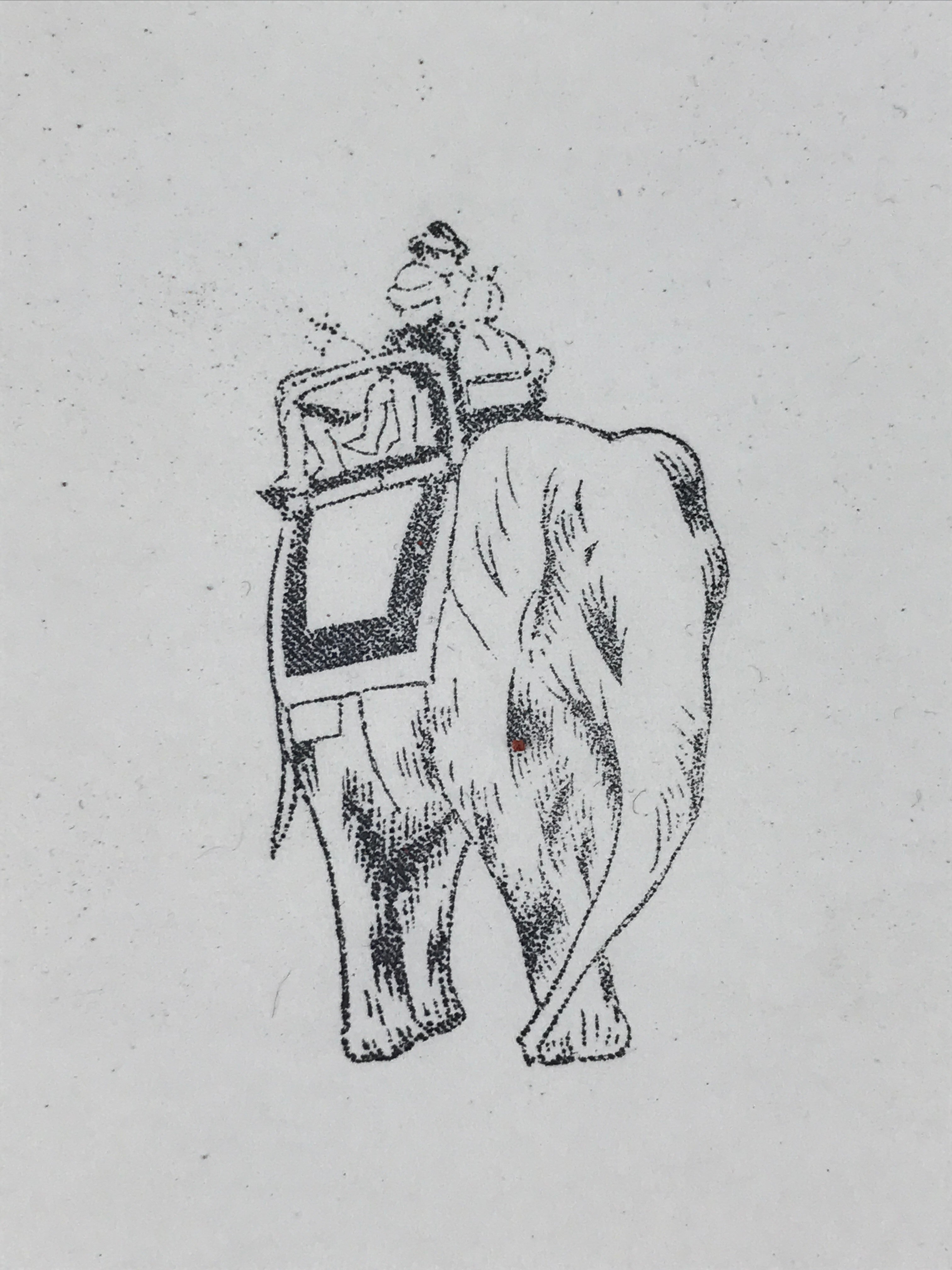 Japanese Rubber Stamp People Riding Elephant Vtg Sponge Base Stationary HS261