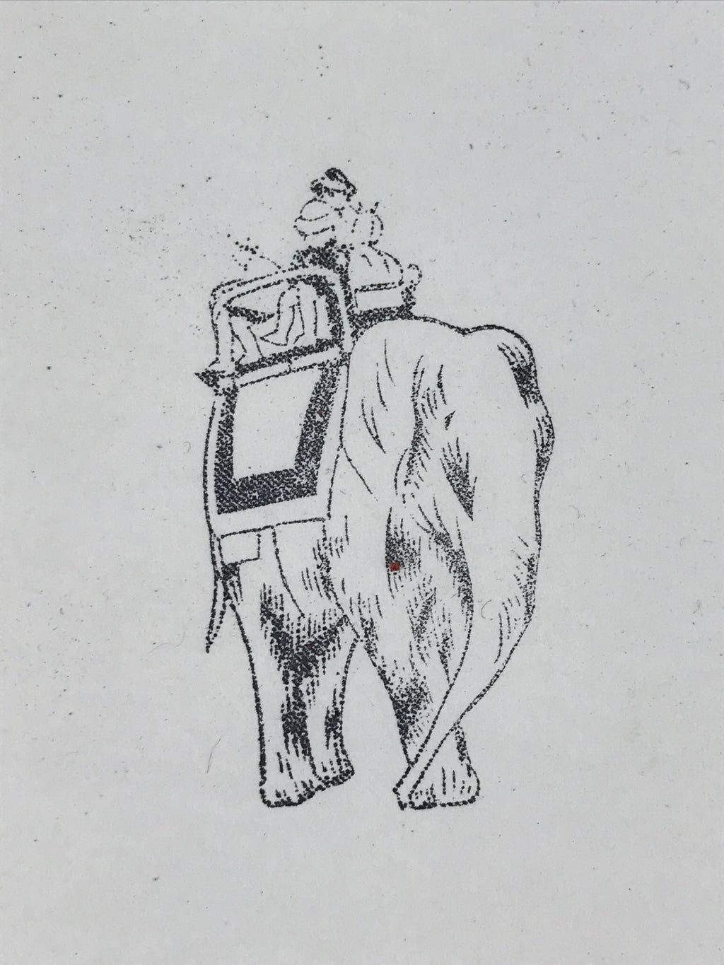 Japanese Rubber Stamp People Riding Elephant Vtg Sponge Base Stationary HS261