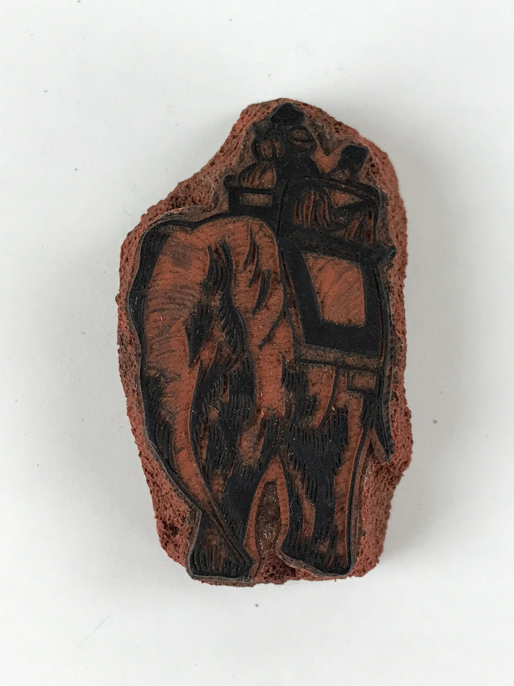 Japanese Rubber Stamp People Riding Elephant Vtg Sponge Base Stationary HS261