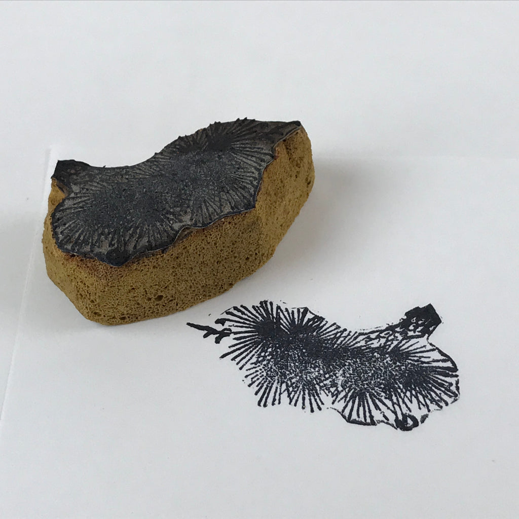 Japanese Rubber Stamp Pine Tree Branch Vtg Matsu Sponge Base Stationary HS203