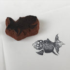 Japanese Rubber Stamp Ranchu Goldfish Vtg Animal Sponge Base Stationary HS270