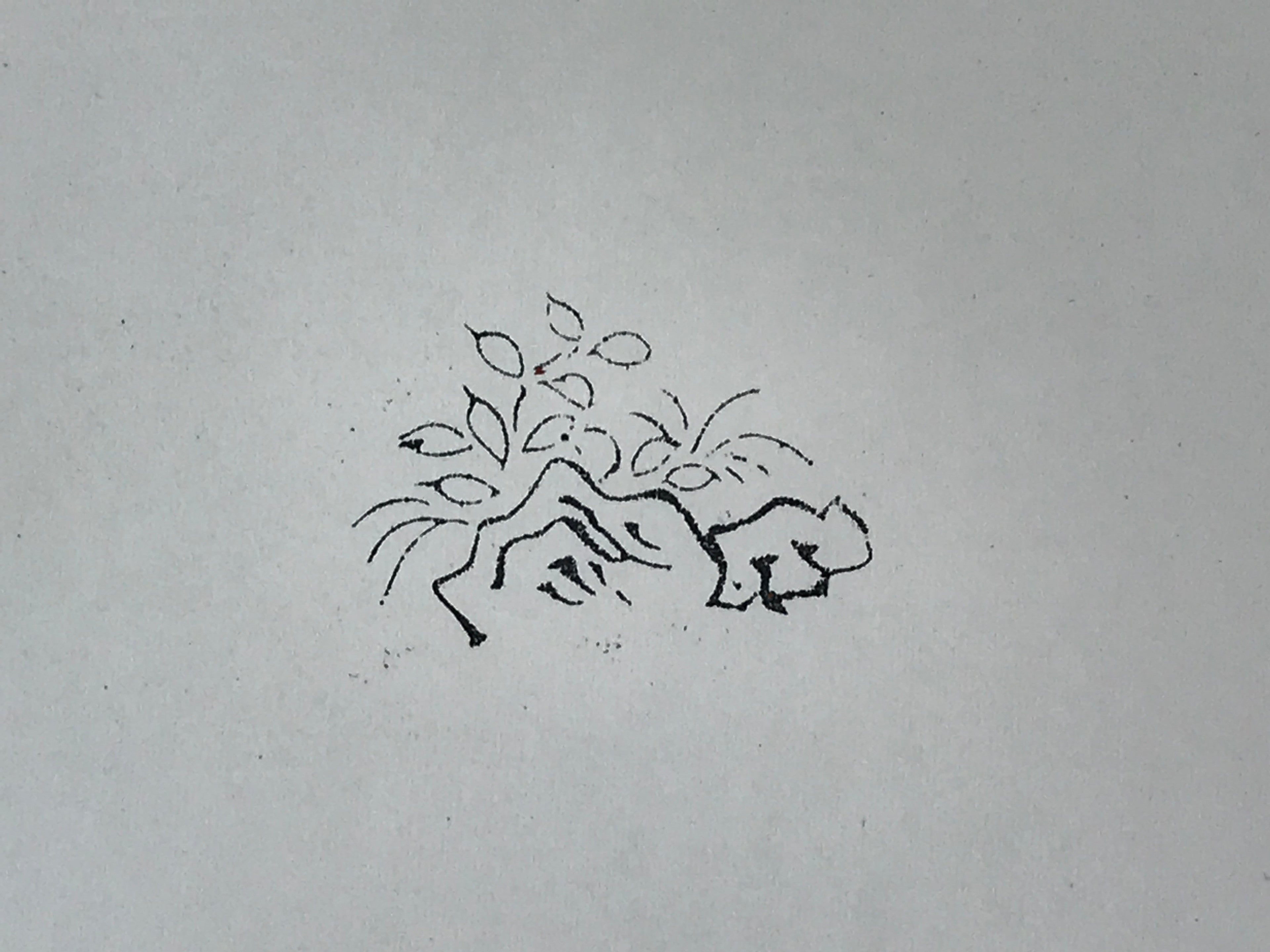 Japanese Rubber Stamp Roses Leaves Vtg Floral Sponge Base Stationary HS219