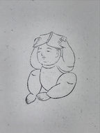 Japanese Rubber Stamp Sitting Child With Book Vtg Sponge Base Stationary HS275