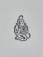 Japanese Rubber Stamp Sitting Man Playing Drums Vtg Sponge Base Stationary HS237