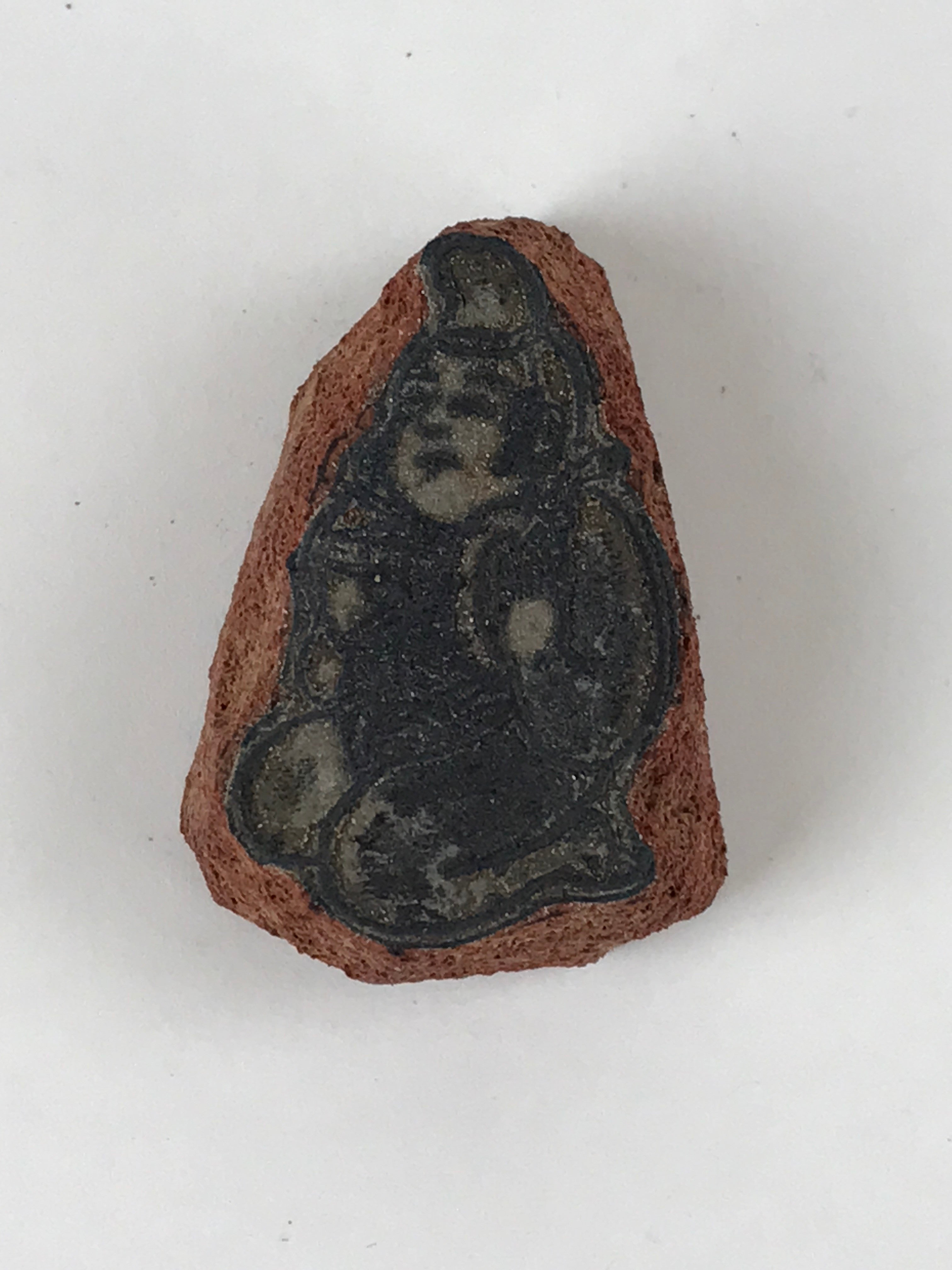 Japanese Rubber Stamp Sitting Man Playing Drums Vtg Sponge Base Stationary HS237