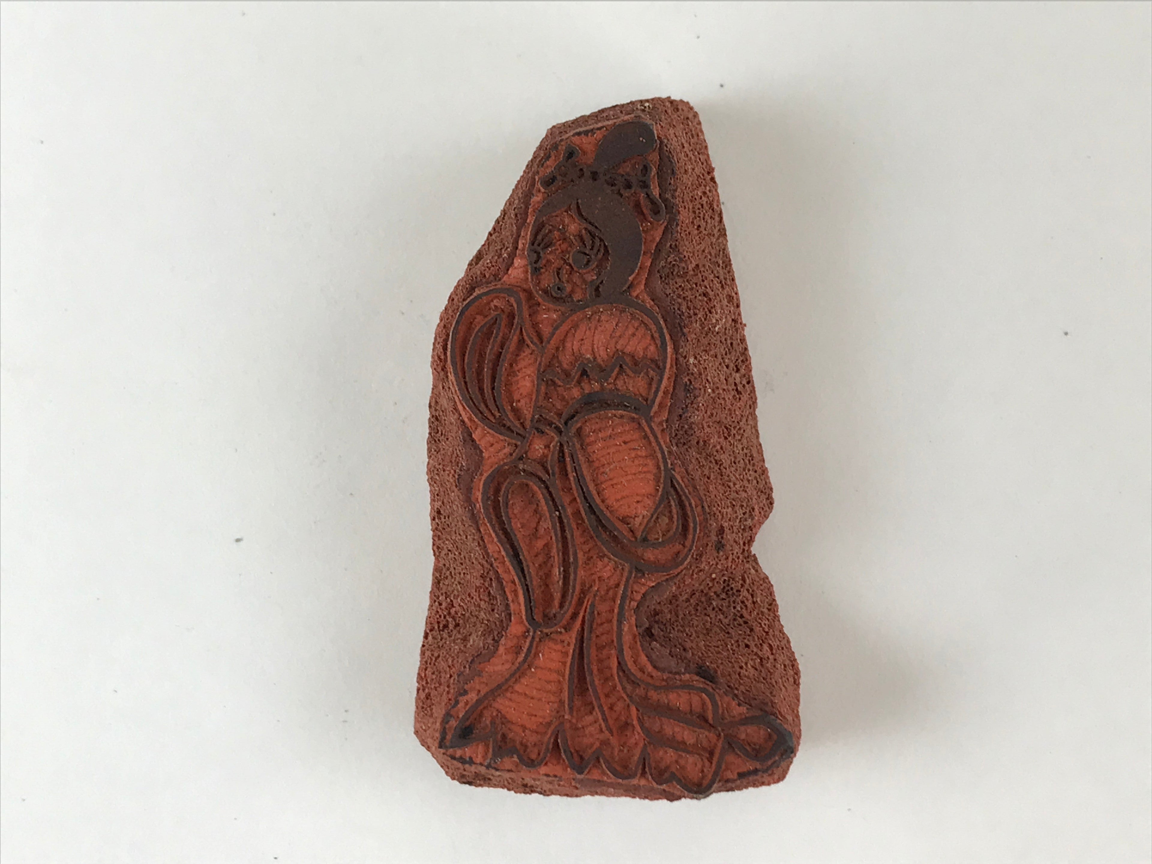 Japanese Rubber Stamp Standing Lady Vtg Chinese Hanfu Kimono Stationary HS227