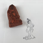 Japanese Rubber Stamp Standing Lady Vtg Chinese Hanfu Kimono Stationary HS227