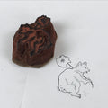 Japanese Rubber Stamp Tanuki Halberd Vtg Animal Sponge Base Stationary HS262