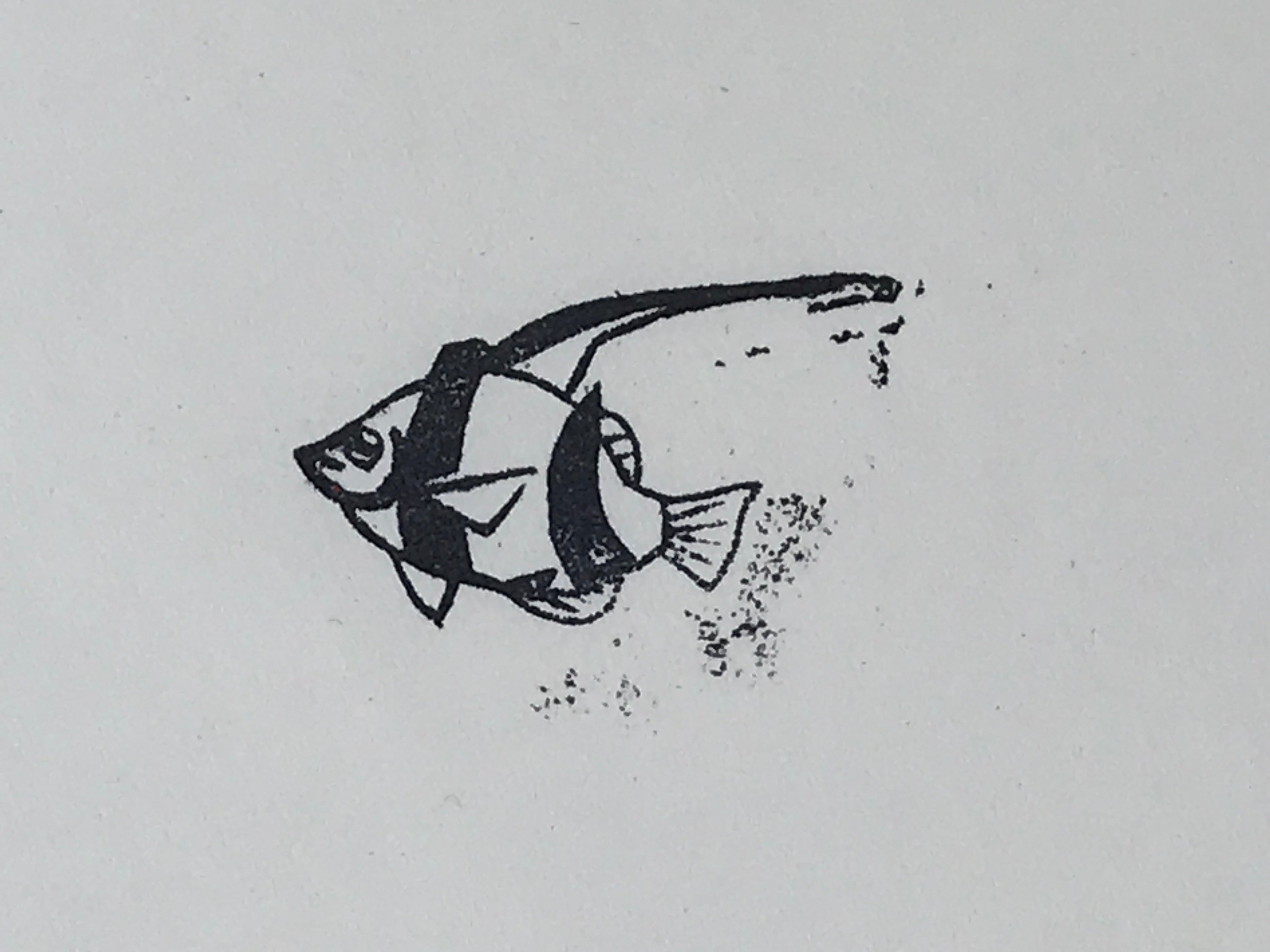Japanese Rubber Stamp Tropical Fish Vtg Animal Sponge Base Stationary HS199