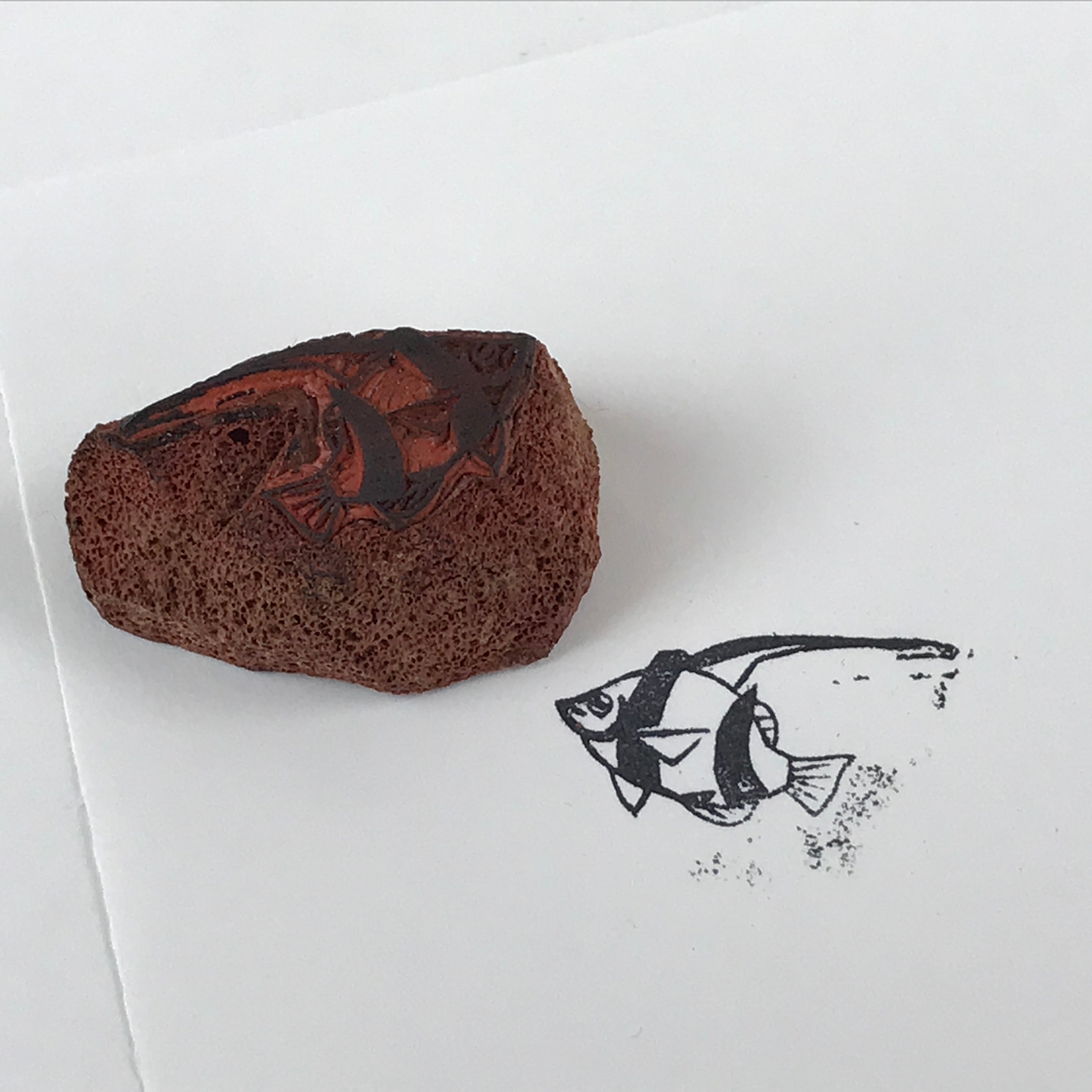 Japanese Rubber Stamp Tropical Fish Vtg Animal Sponge Base Stationary HS199
