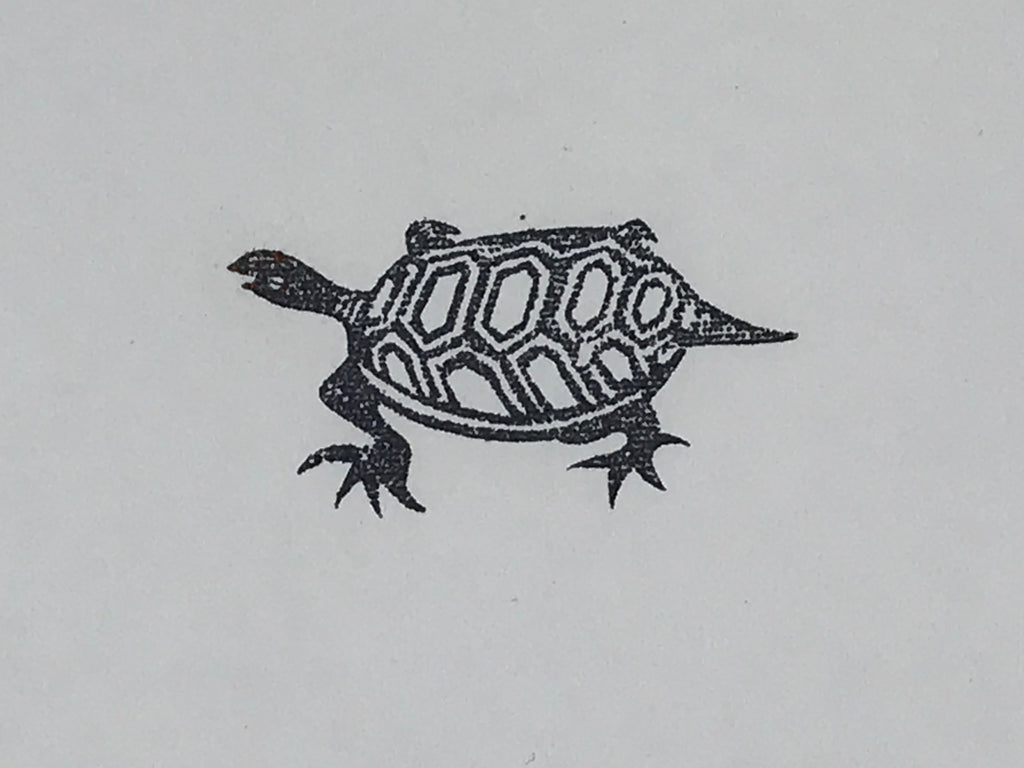 Japanese Rubber Stamp Turtle Vtg Kame Sponge Base Stationary HS232