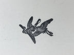 Japanese Rubber Stamp Two Flying Cranes Vtg Bird Sponge Base Stationary HS249