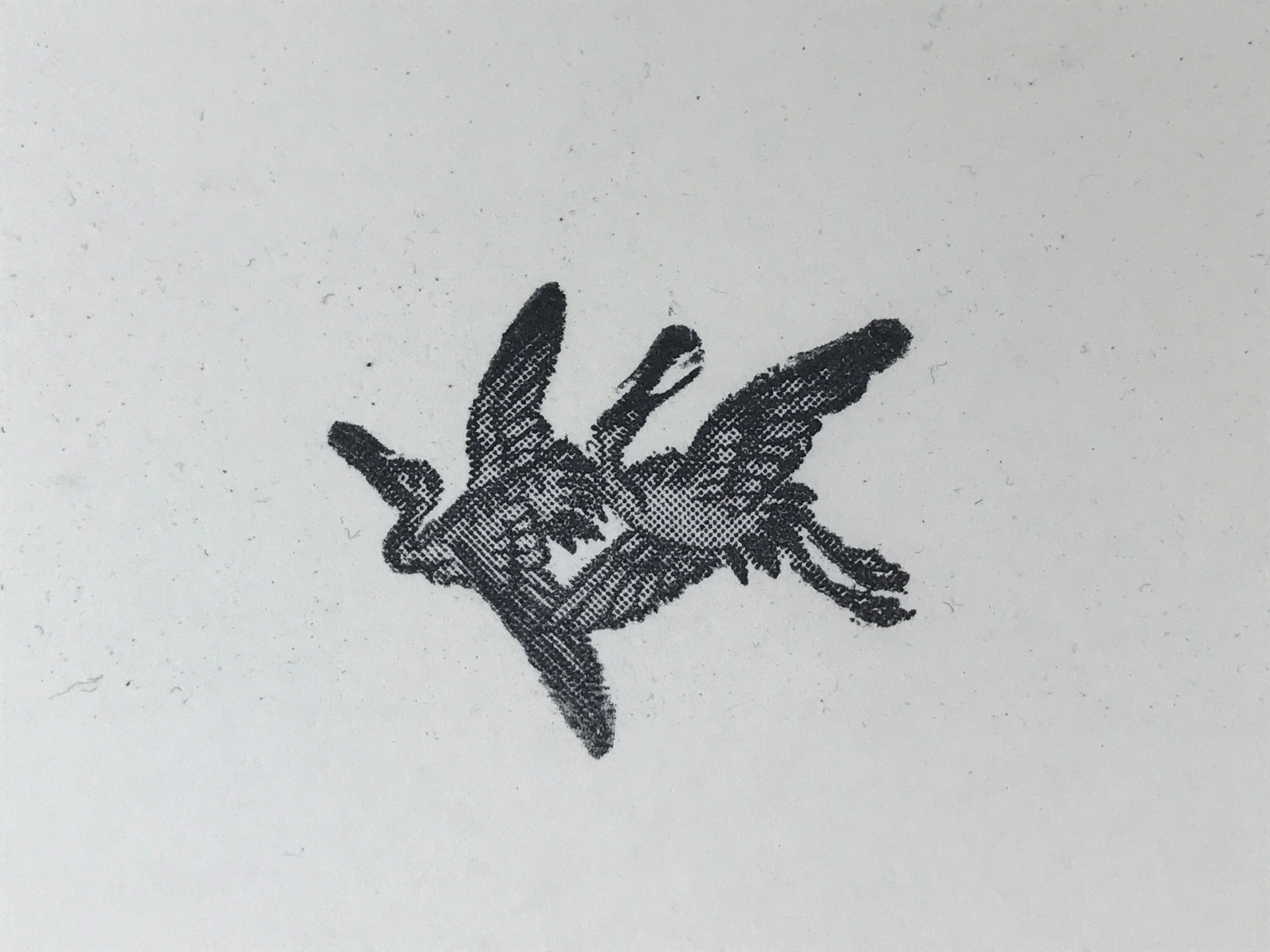 Japanese Rubber Stamp Two Flying Cranes Vtg Bird Sponge Base Stationary HS249