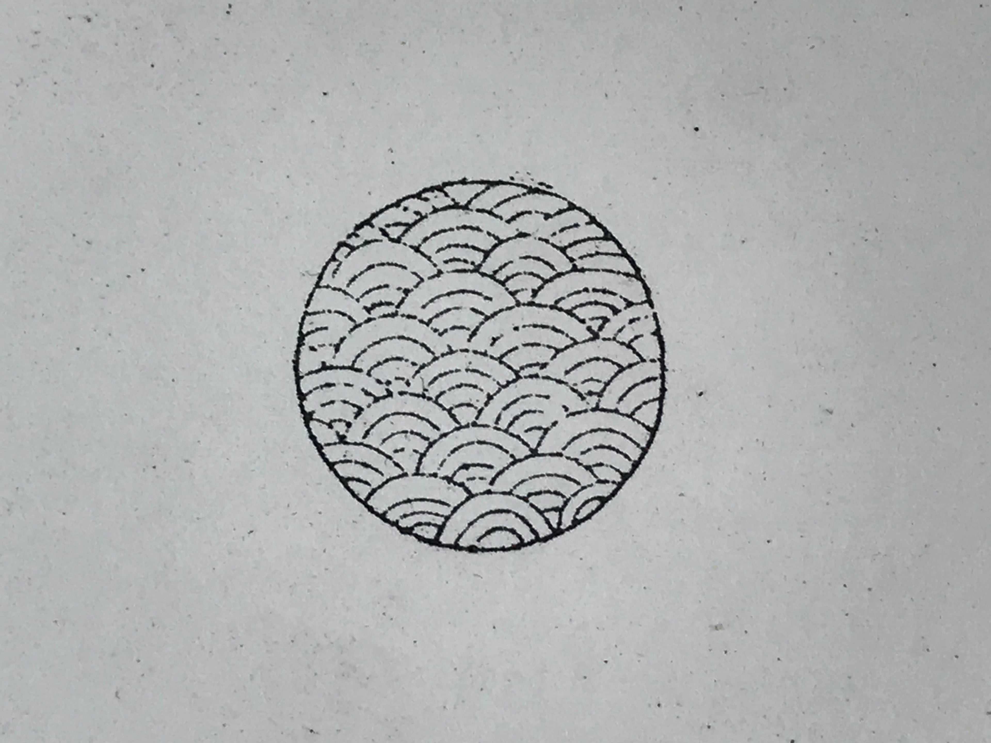 Japanese Rubber Stamp Wave Pattern Vtg Seigaiha Sponge Base Stationary HS238