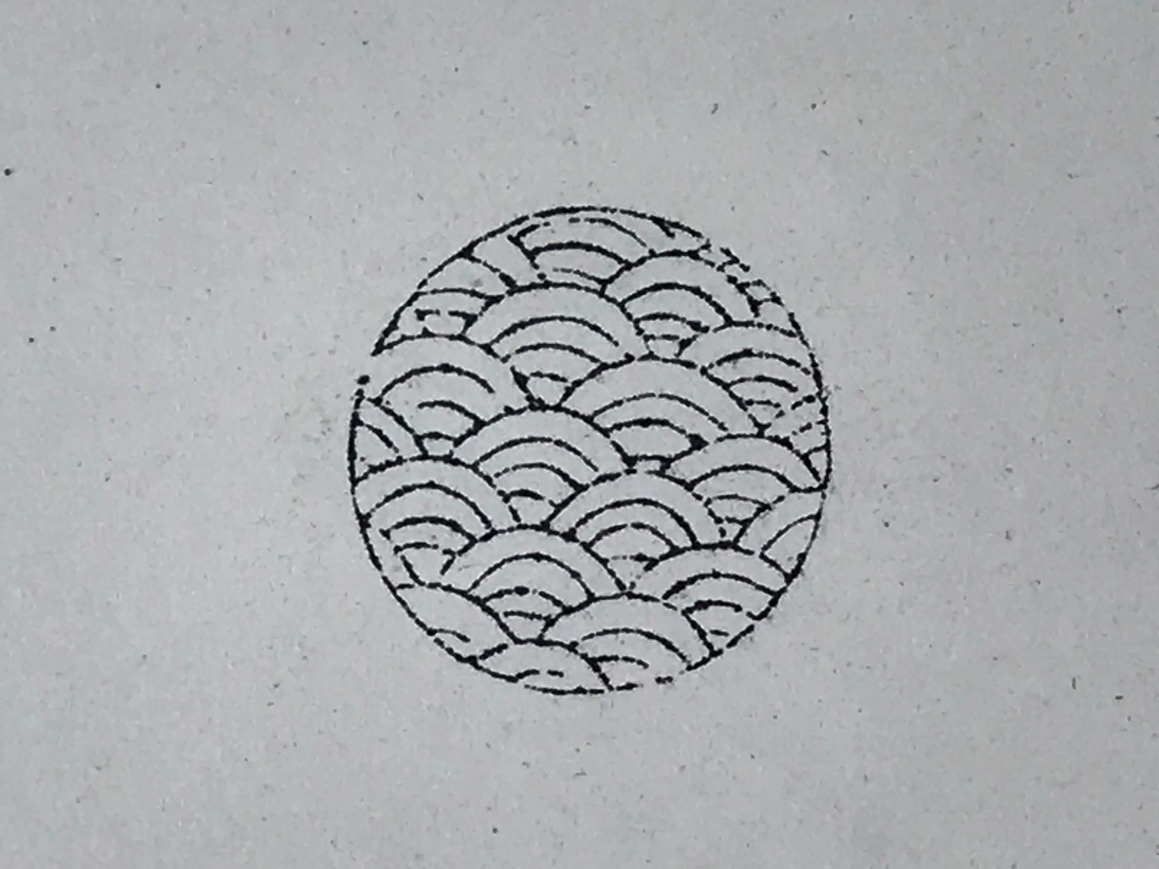 Japanese Rubber Stamp Wave Pattern Vtg Seigaiha Sponge Base Stationary HS246