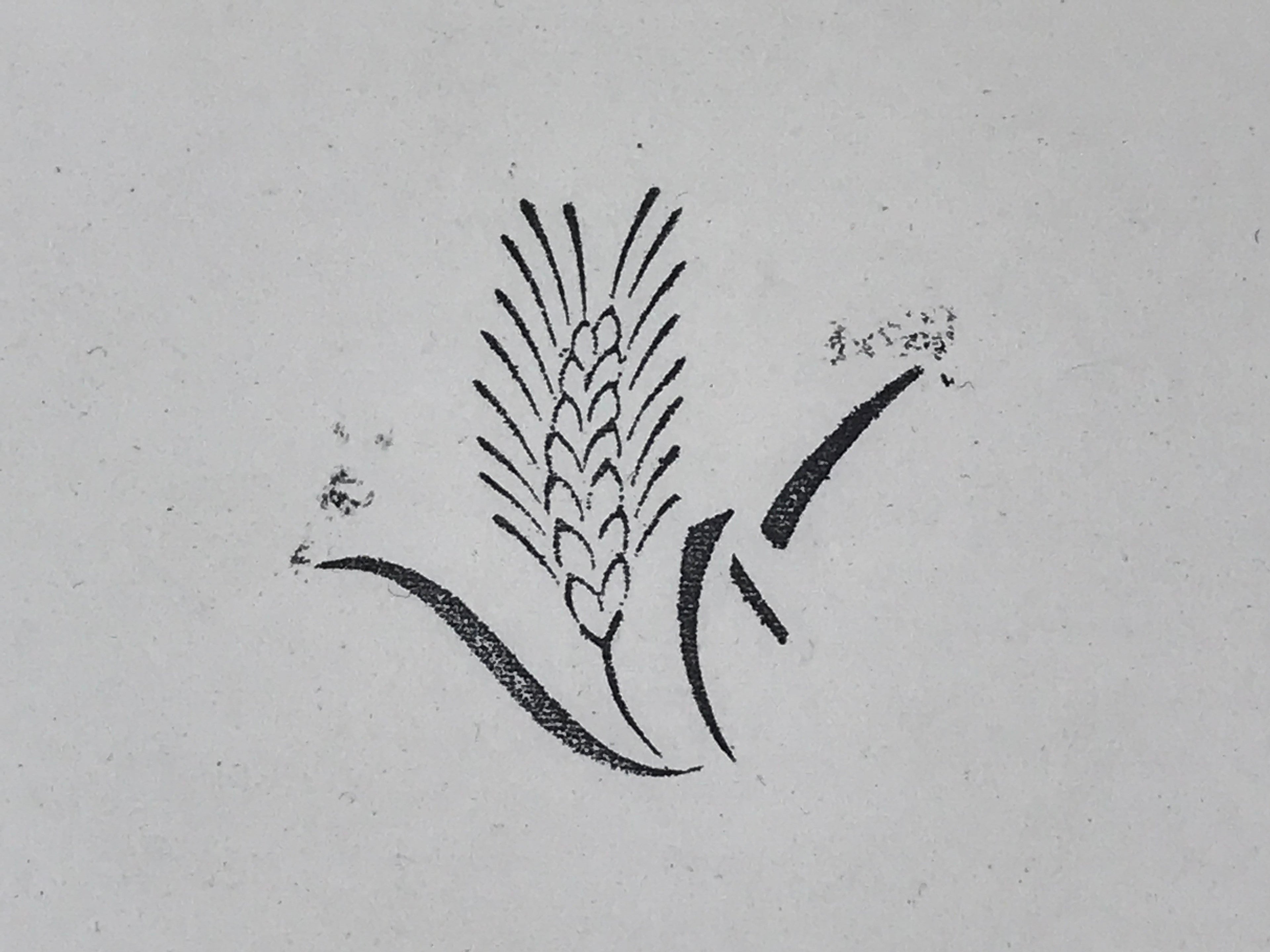 Japanese Rubber Stamp Wheat Ear Spikelets Vtg Sponge Base Stationary HS251
