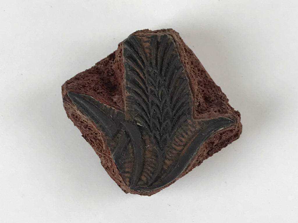 Japanese Rubber Stamp Wheat Ear Spikelets Vtg Sponge Base Stationary HS251
