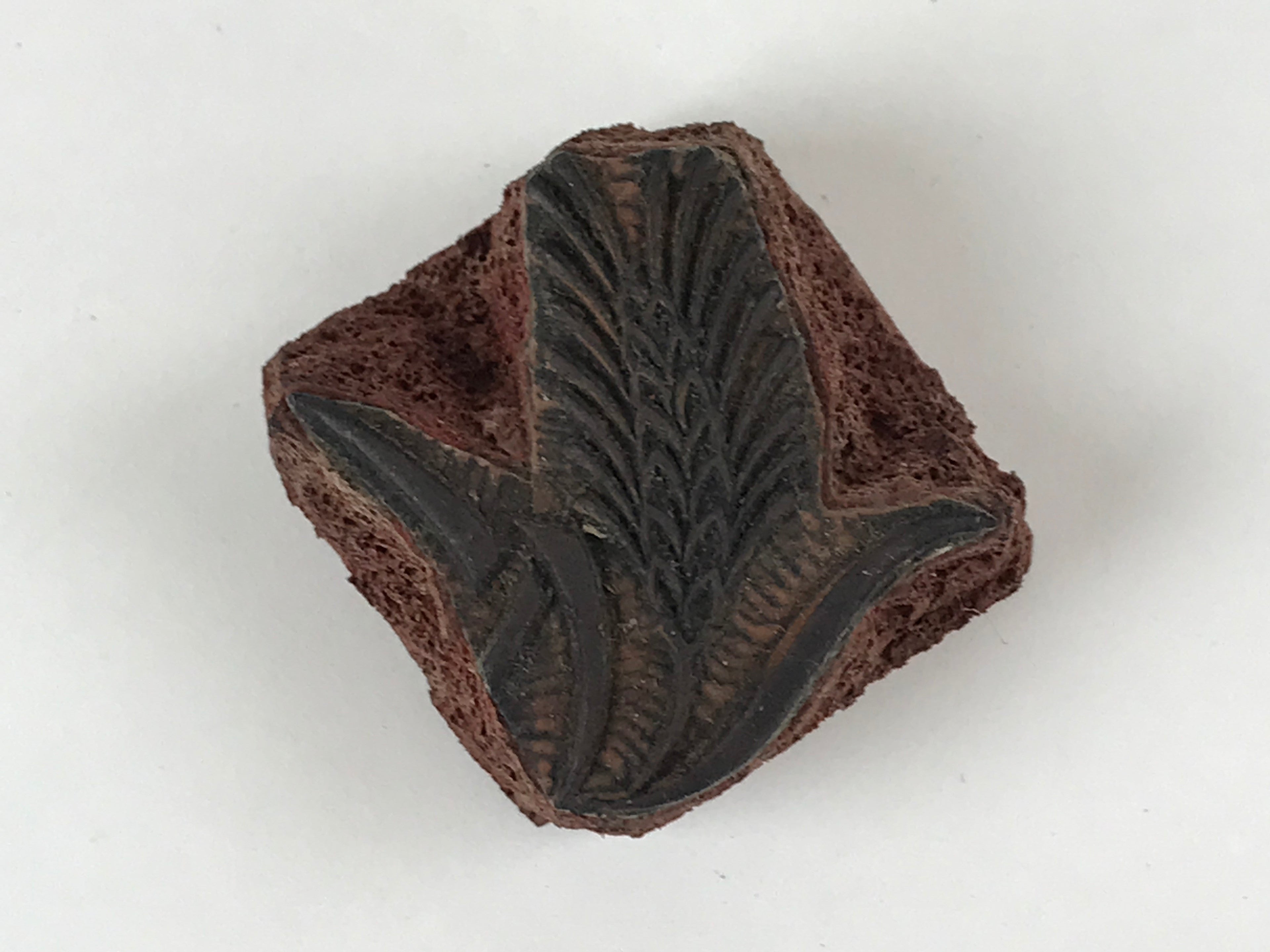 Japanese Rubber Stamp Wheat Ear Spikelets Vtg Sponge Base Stationary HS251