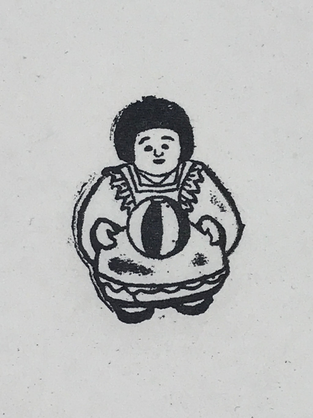 Japanese Rubber Stamp Woman With Apron And Ball Vtg Sponge Base Stationary HS247