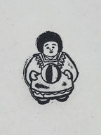 Japanese Rubber Stamp Woman With Apron And Ball Vtg Sponge Base Stationary HS247