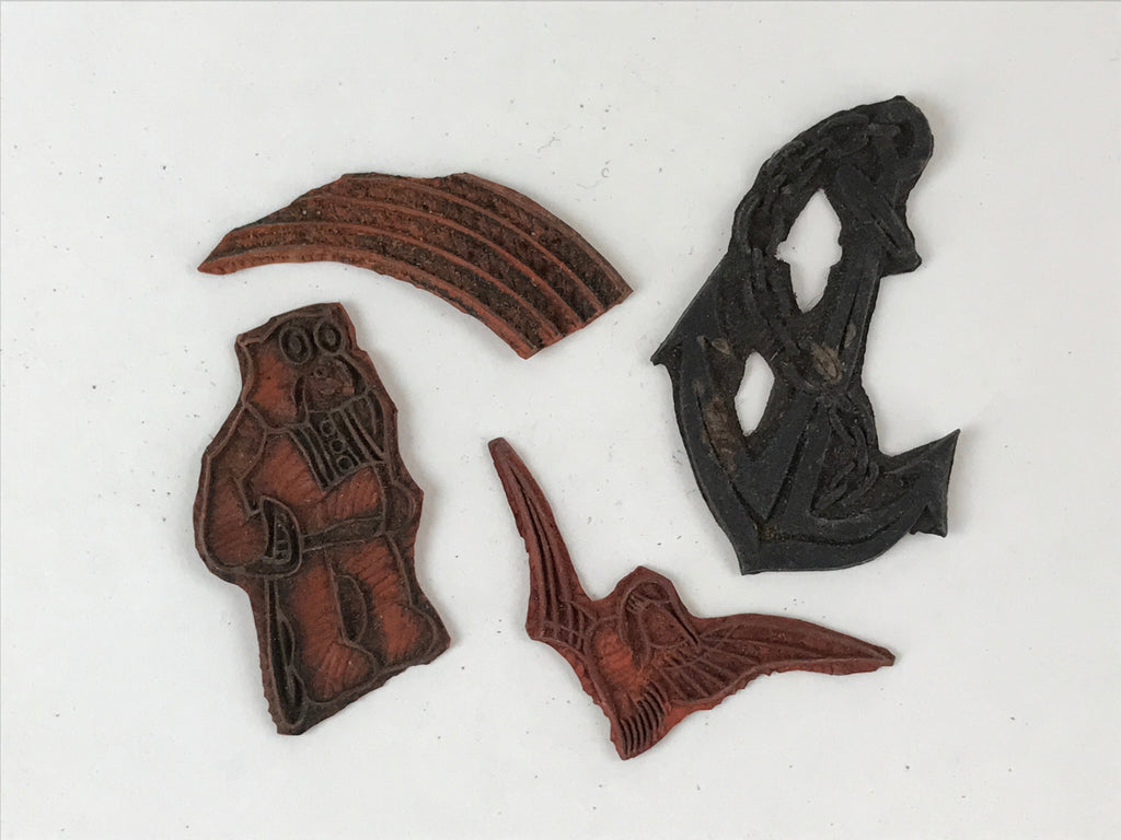 Japanese Rubber Stamps Without Base 10 Pcs Vtg Animal Kanji Stationary HS229