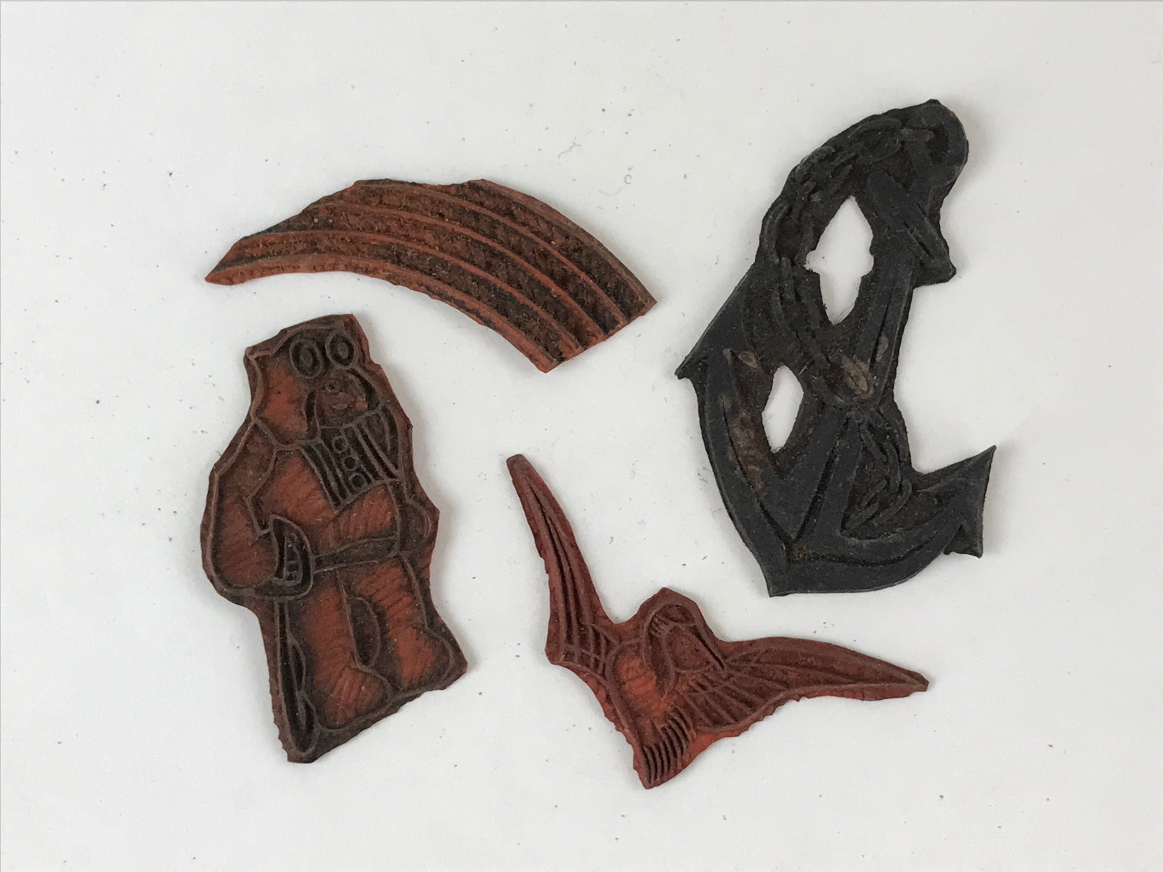 Japanese Rubber Stamps Without Base 10 Pcs Vtg Animal Kanji Stationary HS229