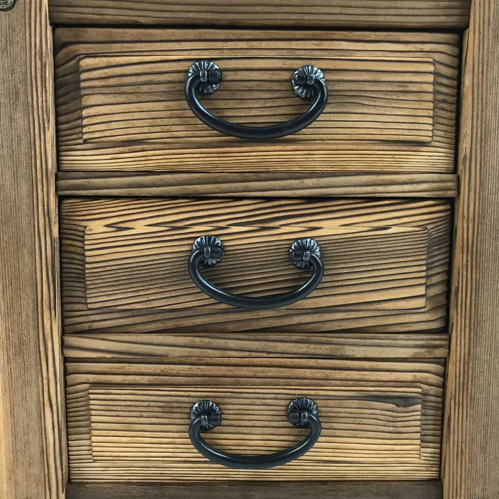 Japanese Rustic Wood Tansu Storage Chest Vtg Haribako Trinket Box 3 Drawer T393