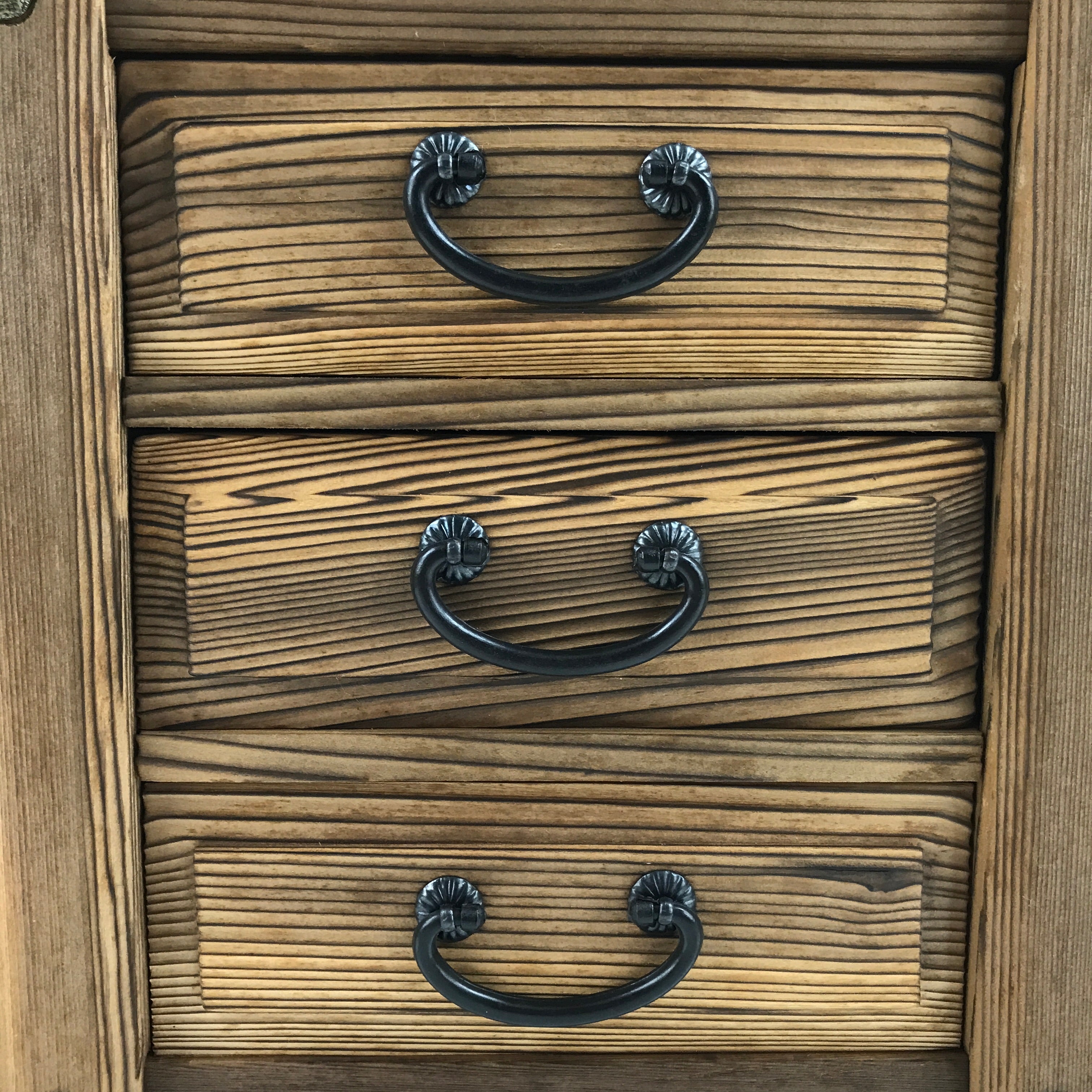 Japanese Rustic Wood Tansu Storage Chest Vtg Haribako Trinket Box 3 Drawer T393