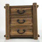 Japanese Rustic Wood Tansu Storage Chest Vtg Haribako Trinket Box 3 Drawer T393