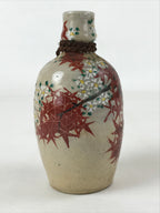 Japanese Sake Bottle Ceramic Kayoi-Tokkuri Vtg Small Momiji Maple Leaves TS610